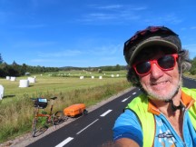 Ted with his bike on road between Iggesund, Sweden and Källene, Sweden.