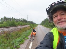 Ted with his bike on Axmarstig road next to the railroad tracks south of Ljusne, Sweden.