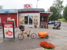 Ted’s bike in front of the ICA grocery store in Bergby, Sweden.