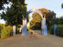 Blå porten arch to enter hiking/ biking  trail on Djurgården Island in Stockholm, Sweden.