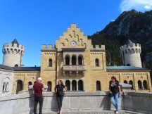 People waiting to enter Neuschwanstein Castle near Fssen, Germany.