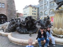 Bronze fountain, Ehekarussell, in Nuremberg, Germany.