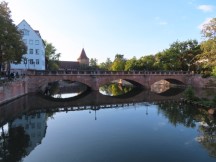 Maxbrucke bridge over Pegnitz River in Nuremberg, Germany.