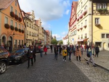 Herrngasse street (Kthe Wohlfahrt - Weihnachtsdorf = Christmas store) in Rothenburg ob der Tauber, Germany.