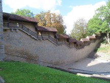 View of walled walking trail in Rothenburg ob der Tauber, Germany.