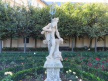 Statue in garden at New Residence (Staatsbibliothek = State Library) in Bamberg, Germany.