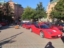Ted's bike with Ferraris cars near the church in Norrkping, Sweden.