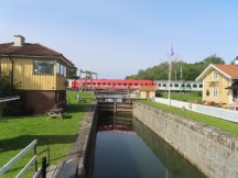 Train crossing locks in Norsholmsvgen, Sweden. 