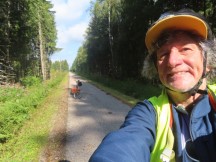 Ted with his bike on trail south of Skillingaryd, Sweden.