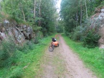 Teds bike on trail near Örkelljunga, Sweden.