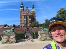 Ted with his bike in front of Rosenborg Castle in Copenhagen.
