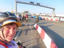 Ted getting off the ferry in Rostock, Germany.