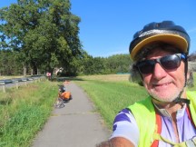 Ted with his bike on trail near Kyritz, Germany.
