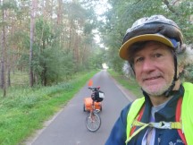 Ted and his bike on a trail just north of Genthin, Germany.