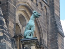 Statues on St. Peter's church in Leipzig, Germany.